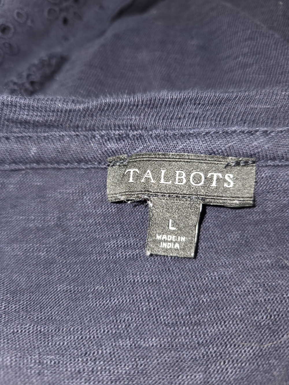 Talbots Navy Eyelet-Sleeve Scoop Neck Top - Picture 5 of 8